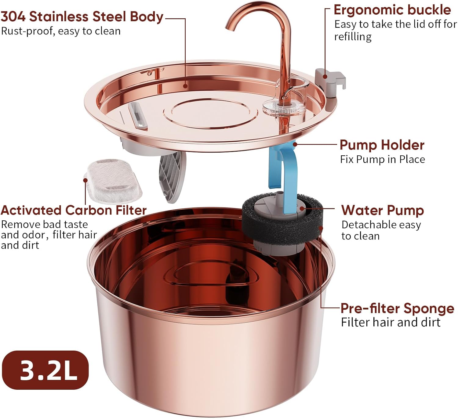Copper Pet Water Fountain