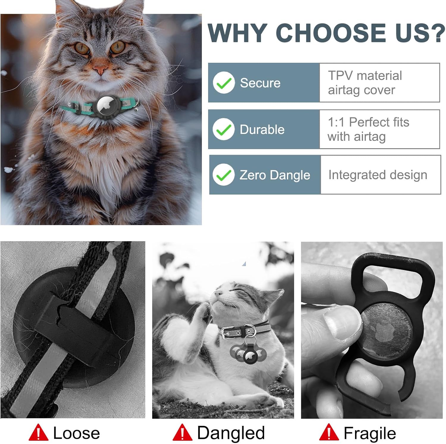 Reflective Cat Air Tag Holder Collar